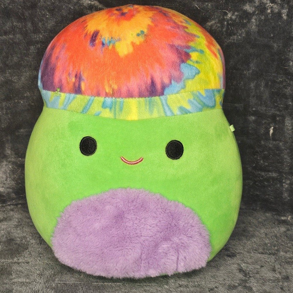 Squishmallows Garo the Mushroom 8" Plush Blacklight Squad Neon Green Tie Dye